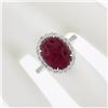 Image 4 : New 14k White Gold 7.9 ctw GIA NO HEAT Oval Cabochon Ruby & Diamond Halo Ring