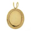 Image 5 : Vintage 14k Gold Oval Cabochon Jade & Seed Pearl Halo Twisted Wire Frame Pendant