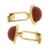 Image 5 : Vintage 14K Yellow Gold Oval Cabochon Bezel Set Carnelian Dual Swivel Cuff Links