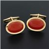 Image 7 : Vintage 14K Yellow Gold Oval Cabochon Bezel Set Carnelian Dual Swivel Cuff Links