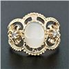 Image 2 : Vintage 14k Yellow Gold Oval Cat's Eye Moonstone &.14 ctw Diamond Cigar Band Rin