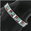 Image 4 : Vintage Handmade Navajo Silver Inlaid Multi-Stones Open Cuff Bangle Bracelet