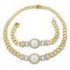Image 7 : 18k Gold South Sea Pearl & 7.65 ctw Diamond Curb Link Necklace & Bracelet Set