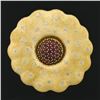 Image 3 : 18K Gold & Platinum Ruby & Diamond Hammered Textured LARGE Flower Pendant Brooch