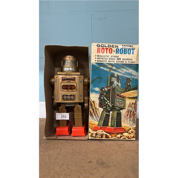 VINTAGE BATTERY OPERATED GOLDEN ROTO-ROBOT TOY