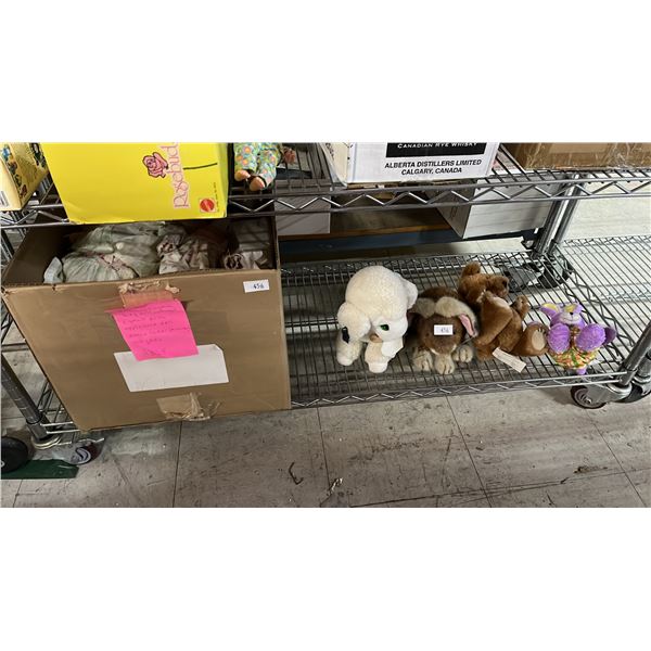 SHELF OF ASSORTED DOLLS & STUFFED ANIMALS