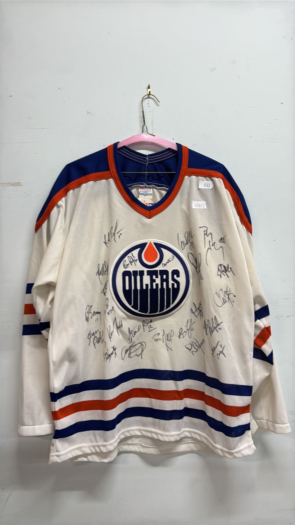 Oilers 1990 EDMONTON OILERS 1990'S TEAM SIGNED NHL JERSEY SIZE L- BILL RANFORD ...