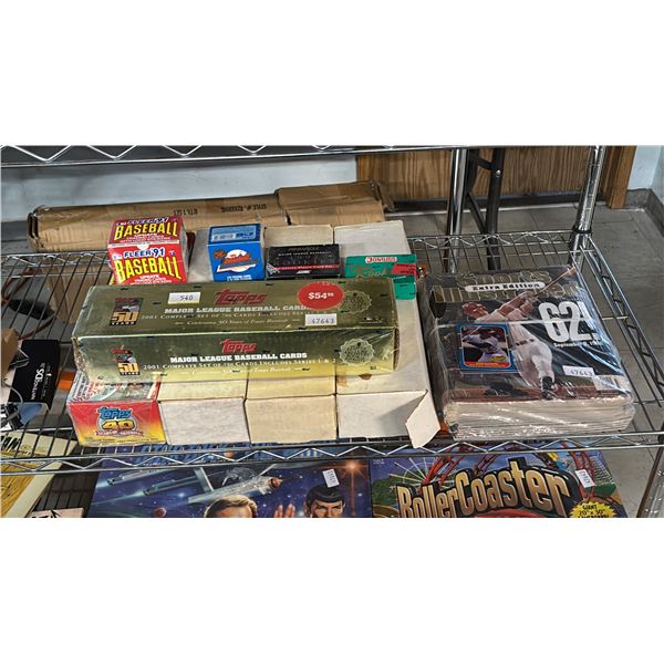 STACK OF SEPT 8/90 SPORTS ILLUSTRATED EXTRA EDITION & 9 BOXES OF BASEBALL TRADING CARDS