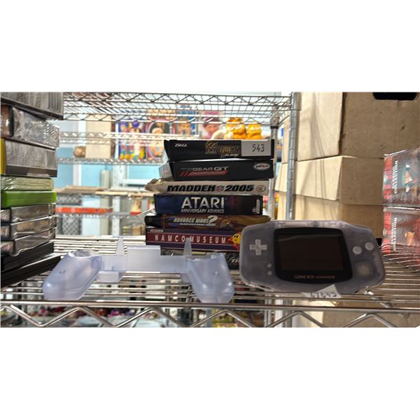 GAMEBOY ADVANCE WITH EZGRIP & 7 GAMES *NO CABLES*