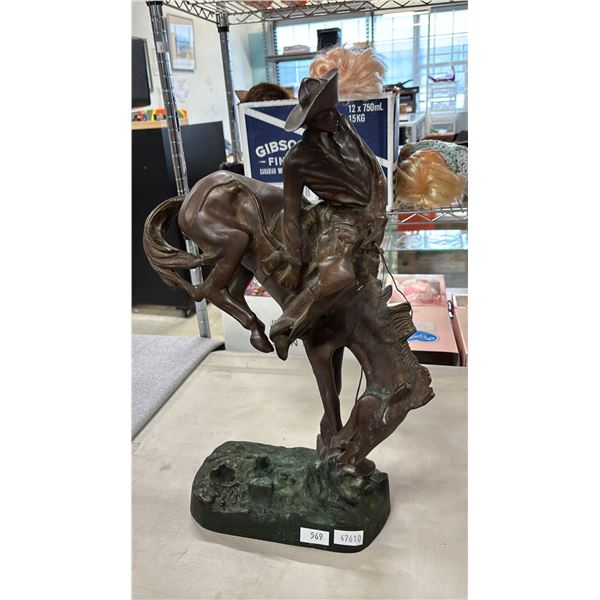 BRONZE REPRODUCTION OF FREDERICK REMINGTON'S "THE OUTLAW"