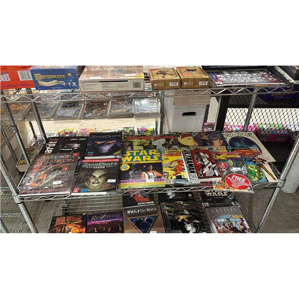 SHELF OF STAR CRAFT GUIDE BOOKS, FLASH GORDON COMICS, THE FLASH COMICS & MORE