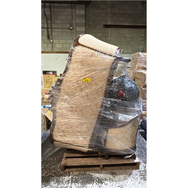 PALLET OF FURNITURE, BUNK LADDER & ASSORTED HOUSEHOLD ITEMS - *MUST TAKE ALL ON PALLET*