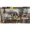 Image 1 : SHELF OF ASSORTED LEMAX BUILDINGS & BAG OF ASSORTED VILLAGE ACCESSORIES