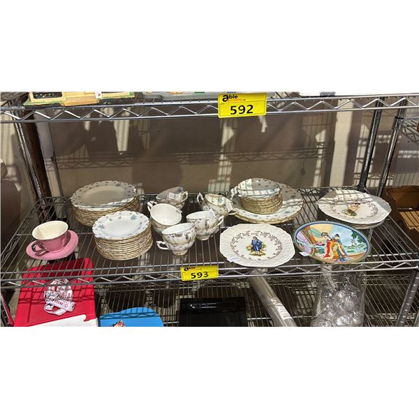 SHELF OF ASSORTED CHINA: MOST IS ROYAL CROWN DERBY