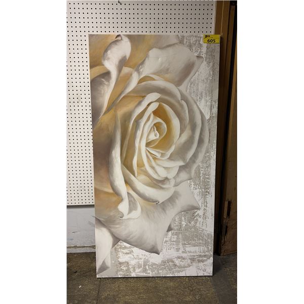 LARGE GICLEE PRINT ON CANVAS OF A WHITE ROSE - 64" X 32"