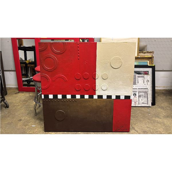 ORIGINAL ABSTRACT PAINT ON CANVAS - SIGNATURE UNKNOWN - 40" X 40.5"