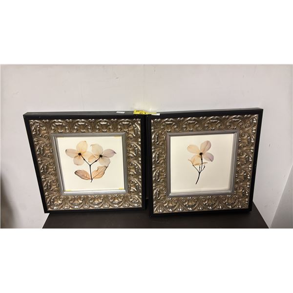 (2) FRAMED FLORAL PRINTS - 20.5" X 20.5"