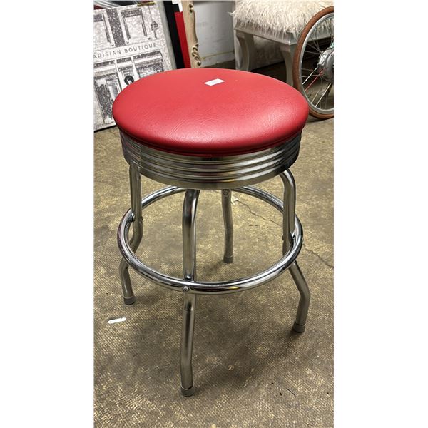 RED UPHOLSTERED BAR STOOL