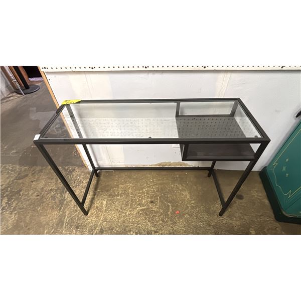 IKEA VITTSJO LAPTOP TABLE WITH GLASS TOP & METAL FRAME - 39.5"W X 29"T X 14.25"D
