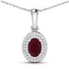 Image 1 : 14KT White Gold 0.85ctw Ruby and Diamond Pendant