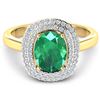 Image 1 : 14KT Yellow Gold 1.53ct Zambian Emerald and Diamond Ring