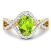 Image 3 : 14KT Yellow Gold 1.05ctw Peridot and Diamond Ring