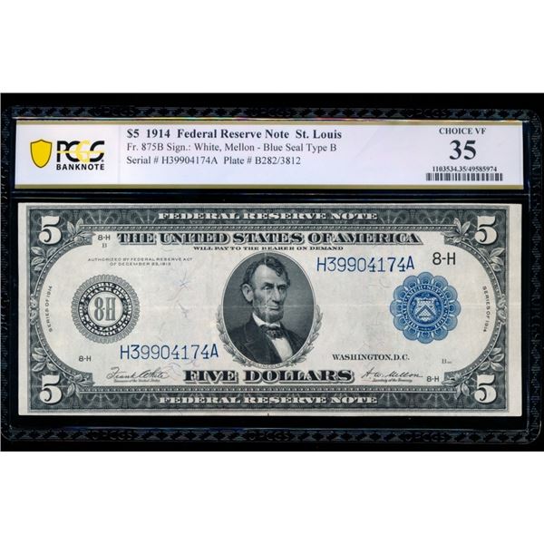 1914 $5 St Louis FRN PCGS 35