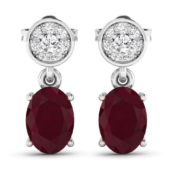 14KT White Gold 1.7ctw Ruby and Diamond Earrings