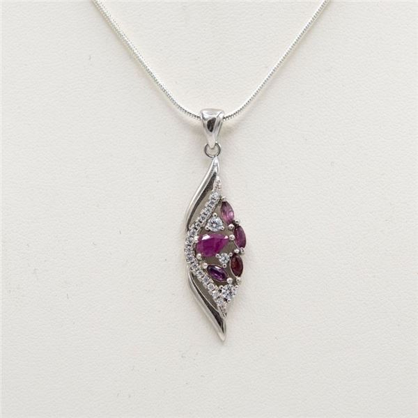Natural Ruby Pendant Mounted In Solid .925 Silver