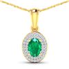 Image 1 : 14KT Yellow Gold 0.56ctw Zambian Emerald and Diamond Pendant