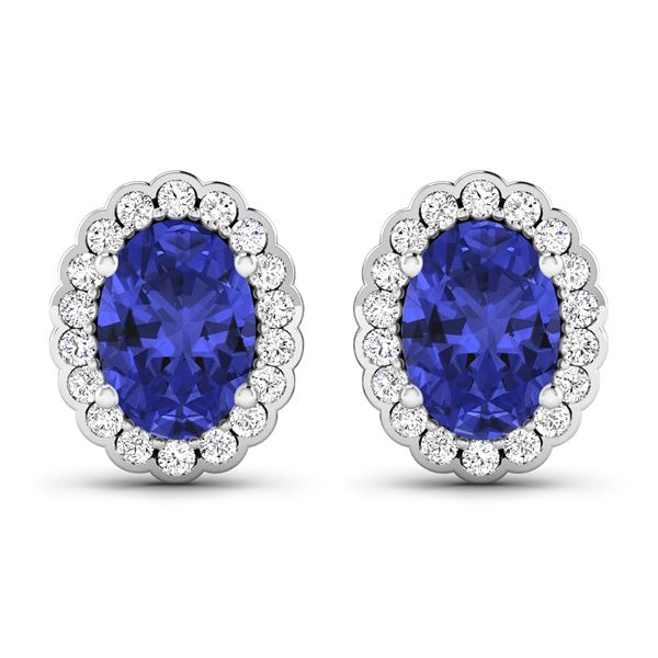 14KT White Gold 1.24ctw Tanzanite and Diamond Earrings