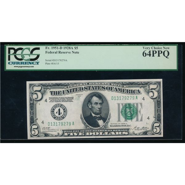 1928A $5 Cleveland FRN PCGS 64PPQ