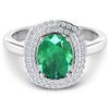 Image 1 : 14KT White Gold 1.53ct Zambian Emerald and Diamond Ring