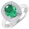 Image 3 : 14KT White Gold 1.53ct Zambian Emerald and Diamond Ring