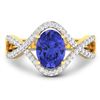 Image 3 : 14KT Yellow Gold 1.09ctw Tanzanite and Diamond Ring