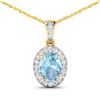 Image 1 : 14KT Yellow Gold 0.96ct Aquamarine and Diamond Pendant with Chain
