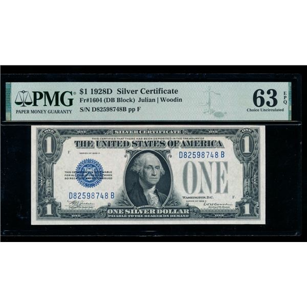 1928D $1 Silver Certificate PMG 63EPQ