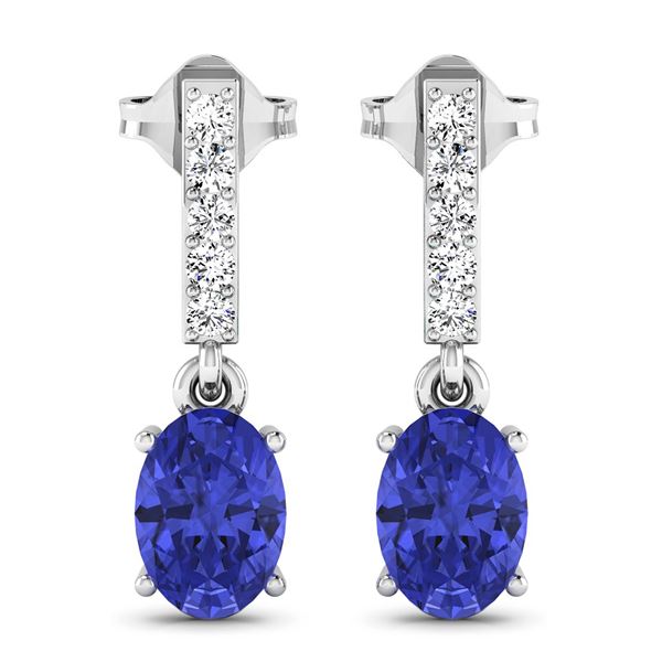 14KT White Gold 1.24ctw Tanzanite and Diamond Earrings