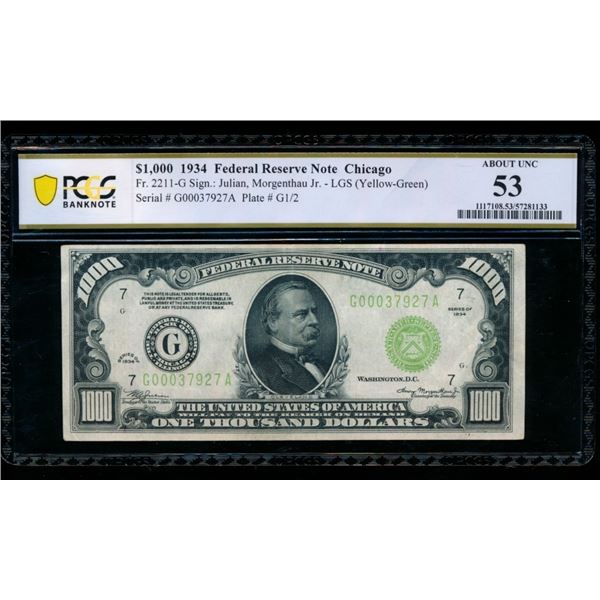 1934 $1000 Chicago FRN PCGS 53