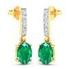 Image 2 : 14KT Yellow Gold 1.12ctw Zambian Emerald and Diamond Earrings