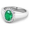 Image 2 : 14KT White Gold 1ct Zambian Emerald and Diamond Ring