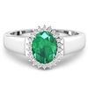 Image 3 : 14KT White Gold 1ct Zambian Emerald and Diamond Ring