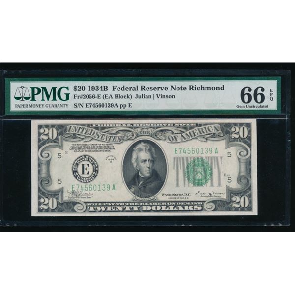 1934B $20 Richmond FRN PMG 66EPQ