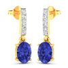 Image 2 : 14KT Yellow Gold 1.24ctw Tanzanite and Diamond Earrings