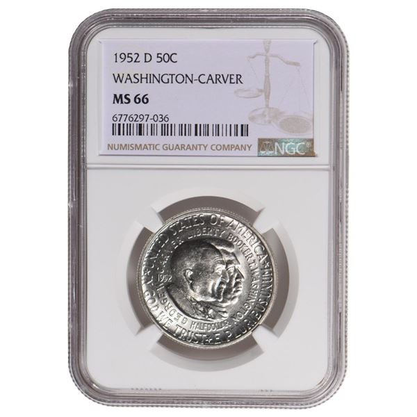 1952-D Washington Carver Commemorative Half Dollar NGC MS66