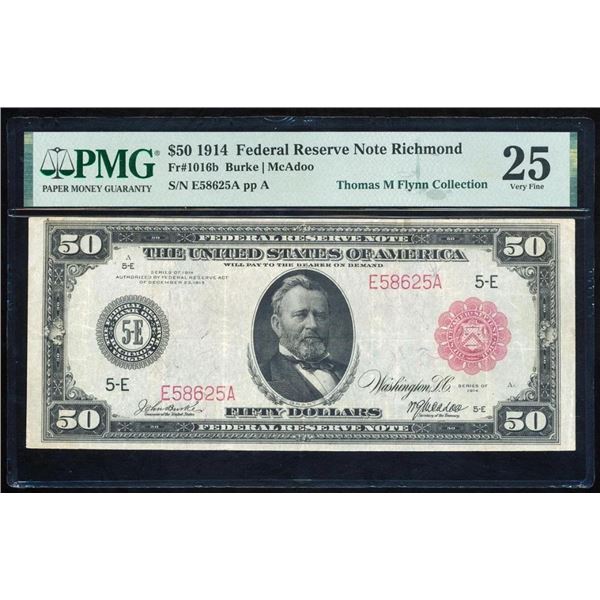 1914 $50 Red Seal Richmond FRN PMG 25