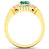 Image 4 : 14KT Yellow Gold 1ct Zambian Emerald and Diamond Ring