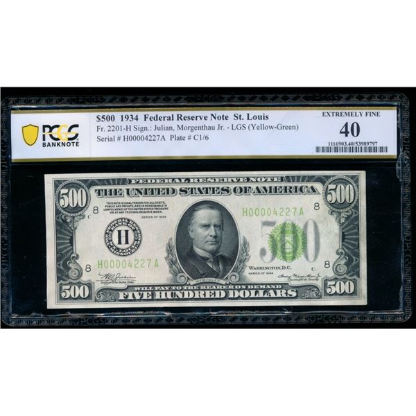1934 $500 St Louis FRN PCGS 40