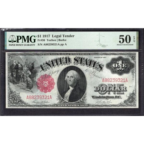 1917 $1 Legal Tender Note PMG 50EPQ