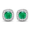 Image 1 : 14KT White Gold 1.92ctw Zambian Emerald and Diamond Earrings
